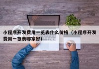 小程序開發(fā)費用一覽表什么價格（小程序開發(fā)費用一覽表哪家好）