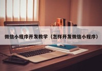 微信小程序開發(fā)教學(xué)（怎樣開發(fā)微信小程序）