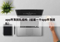 app開發(fā)團隊結(jié)構(gòu)（組建一個app開發(fā)團隊）