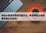 微信小程序開發(fā)技術(shù)是什么（開發(fā)微信小程序要用到什么技術(shù)）