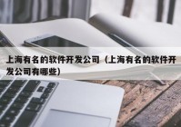 上海有名的軟件開發(fā)公司（上海有名的軟件開發(fā)公司有哪些）