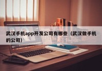 武漢手機app開發(fā)公司有哪些（武漢做手機的公司）