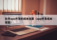 軟件app開發(fā)的成本估算（app開發(fā)成本預(yù)算）