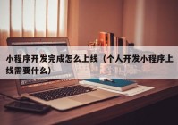 小程序開發(fā)完成怎么上線（個人開發(fā)小程序上線需要什么）